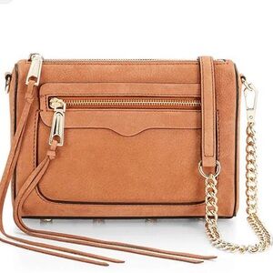 Rebecca Minkoff Tan Crossbody Bag with Gold Chain and Flap Design - Brand New